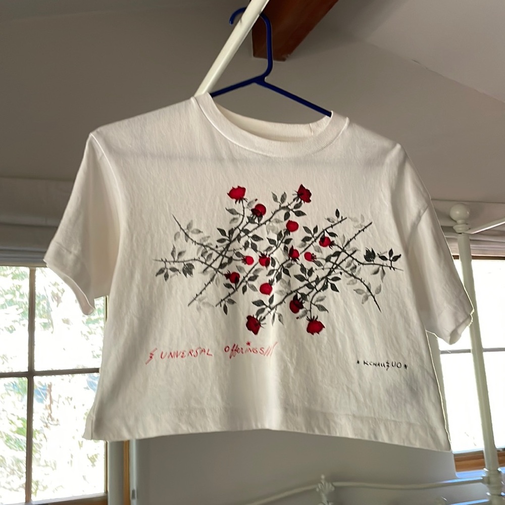 UO Universal Offerings White Cropped Graphic Tee